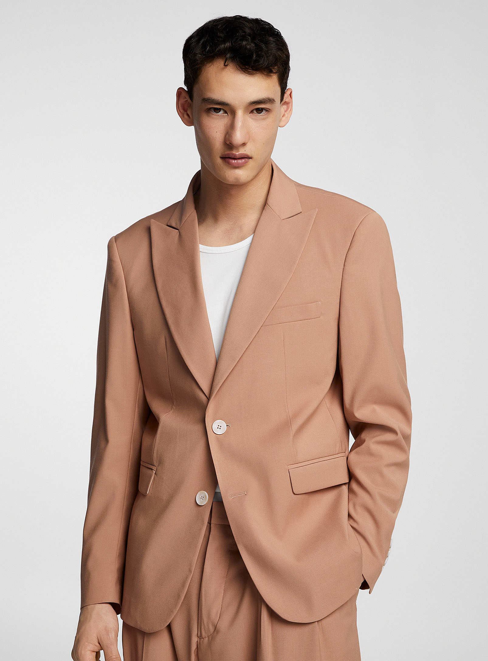 I'm Brian Pink Pleated Stretch Jacket In Dusky Pink