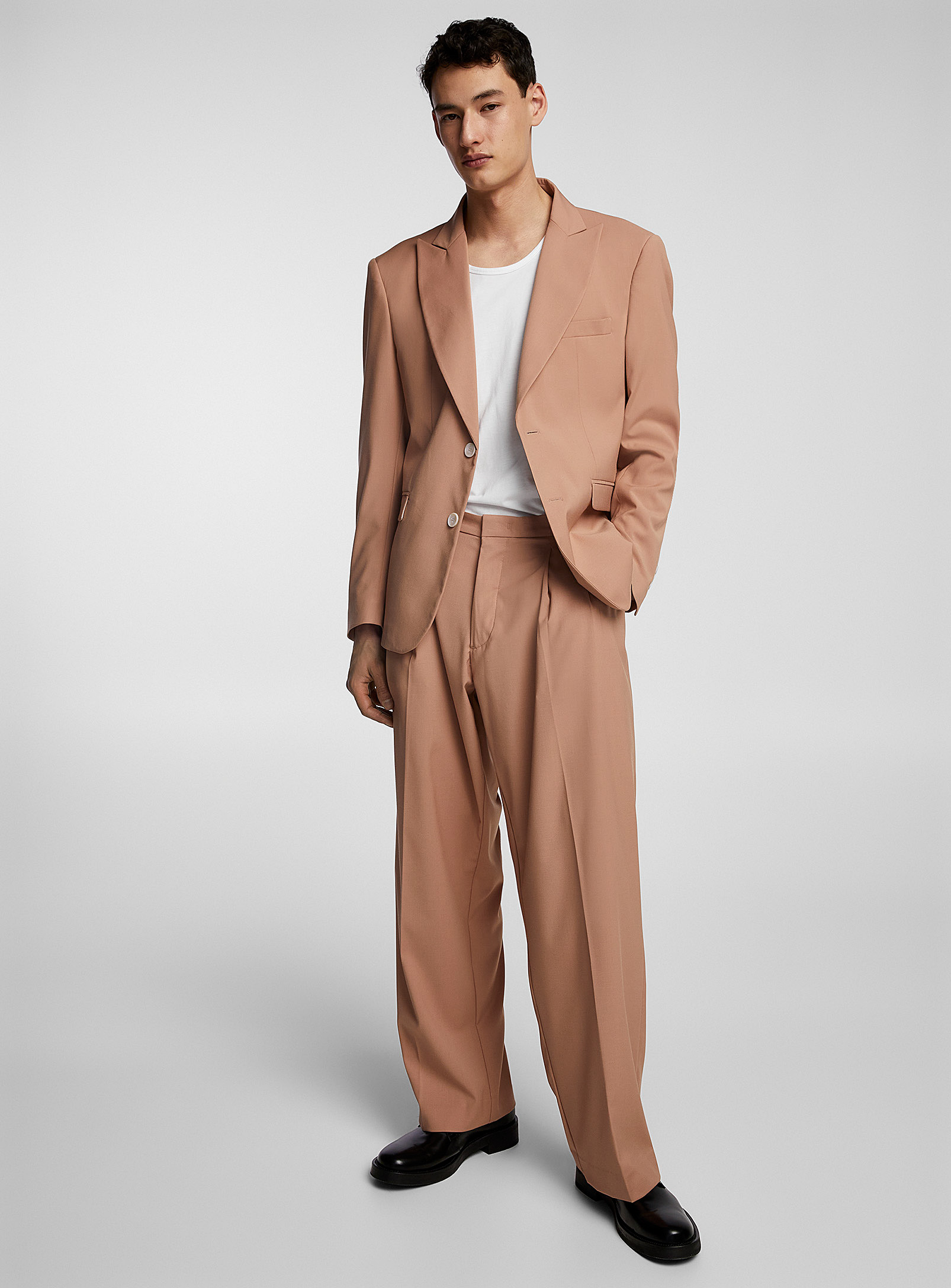 I'm Brian Pink Pleated Stretch Pant In Peach Pink