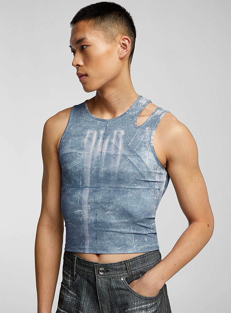 Cutout shoulder fitted vest, BLR, Shop Men's Tank Tops Online