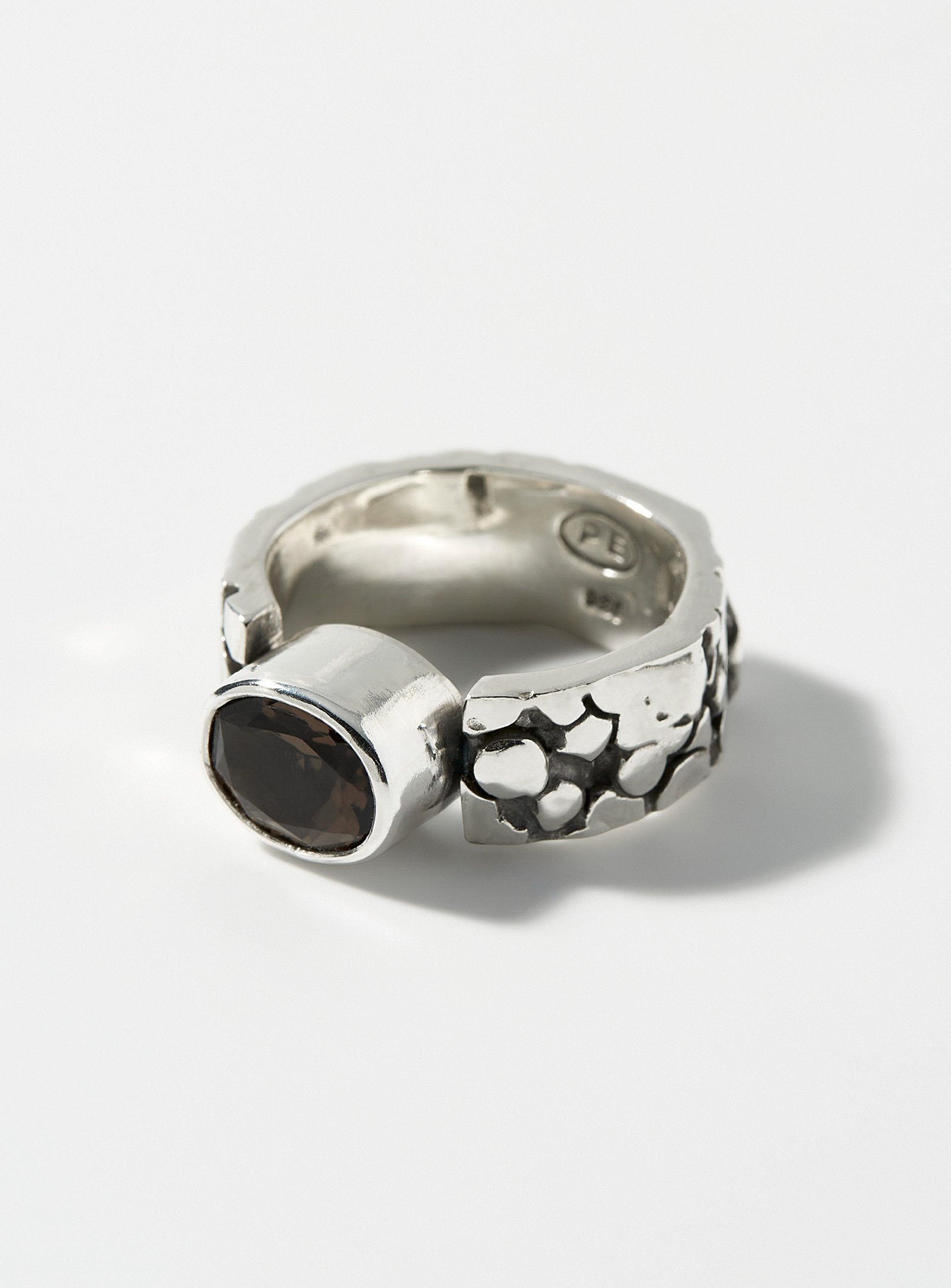 Paul Edward Imprint Quartz Ring In Silver