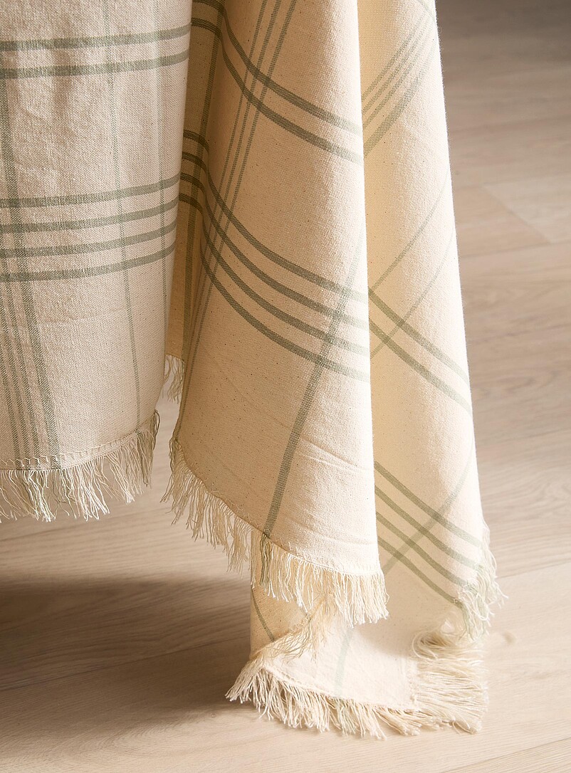 Simons Maison: La nappe tartan champ&ecirc;tre &Eacute;cru &agrave; motifs