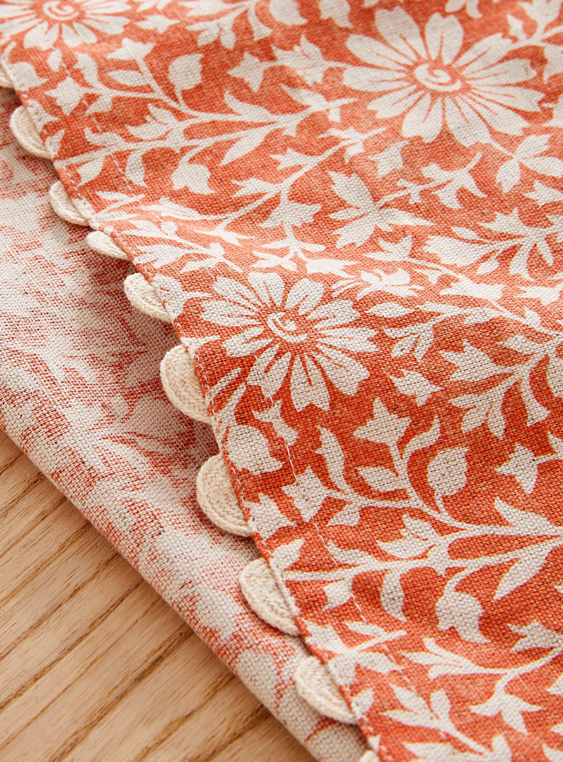 Simons Maison Patterned Orange Blooming orange touch of linen tablecloth