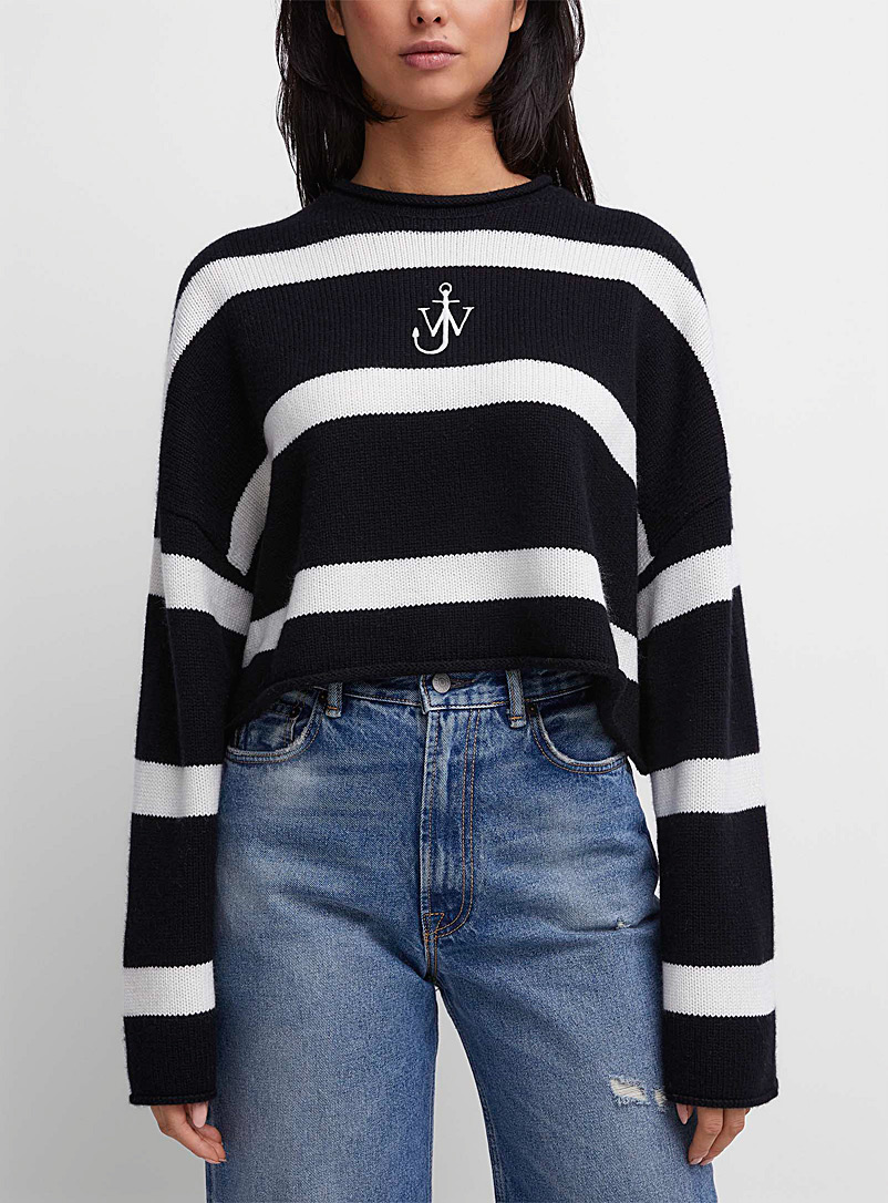 JW Anderson Black and White Nautical stripe wool sweater for women