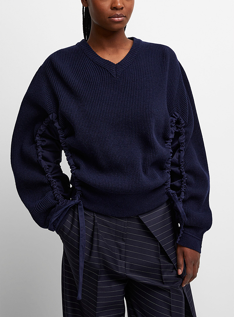 JW Anderson Dark Blue Touches of poplin sweater for women