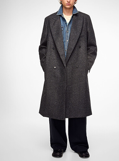 JW Anderson Grey Pure wool felt double-breasted coat for men