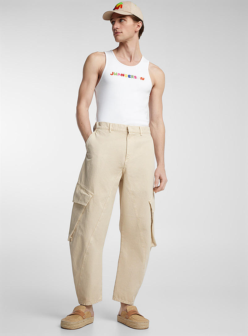 JW Anderson White Twisted cargo pant for men