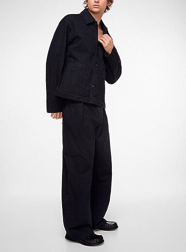 JW Anderson: Le pantalon ultralarge fins chevrons Noir pour homme