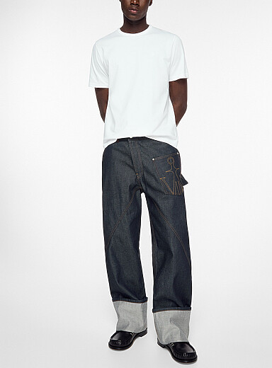 JW Anderson Indigo/Dark Blue Twisted Japanese denim work jean for men