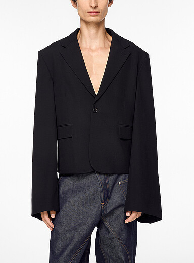 JW Anderson Black Boxy-fit bell-sleeve blazer for men