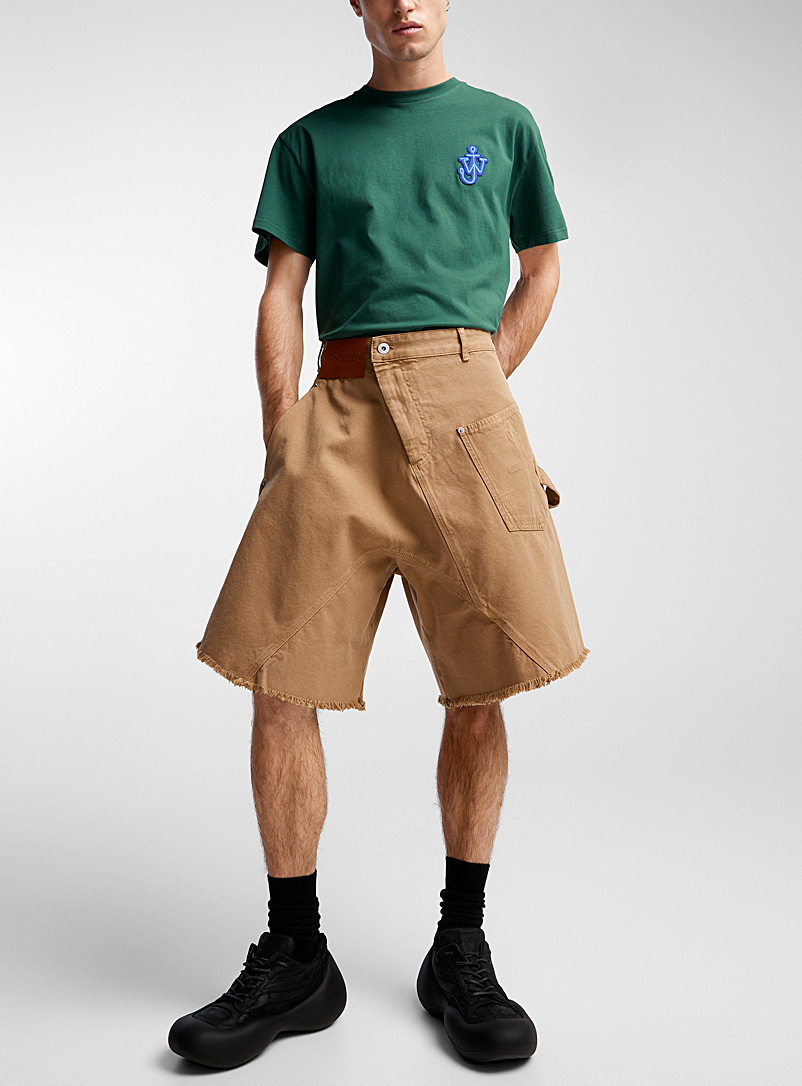 JW Anderson Cream Beige Twisted Workwear Bermuda shorts for men