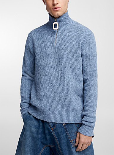 JW Anderson Marine Blue Geometric pull bouclé sweater for men