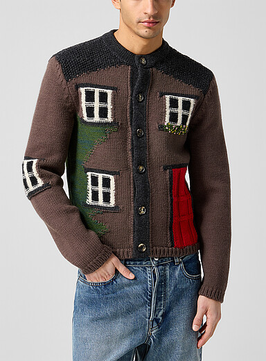 JW Anderson: Le cardigan pure laine maisonnette Brun pour homme