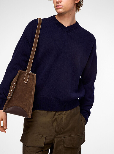 JW Anderson Navy/Midnight Blue Pure cashmere V-neck sweater for men