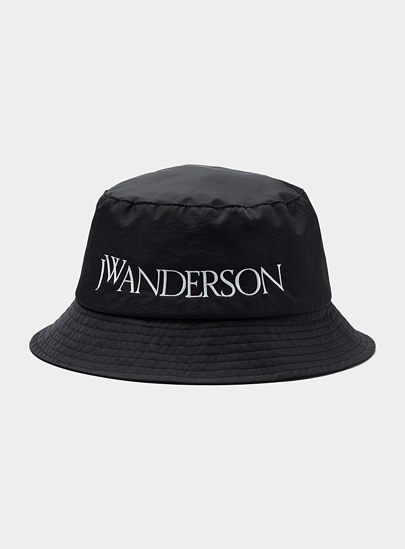 JW Anderson Black Embroidered signature bucket hat for men