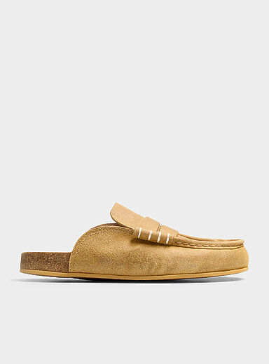 JW Anderson Honey/Camel Contrasting stitching penny slit mules Men for men