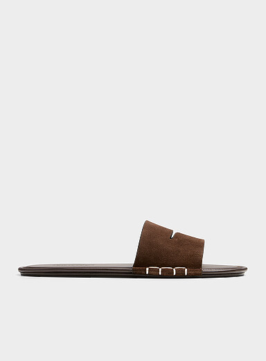 JW Anderson: La sandale slide fente penny Homme Brun pour homme