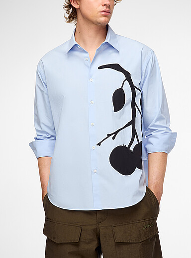 JW Anderson Baby Blue Persimmon applique poplin shirt for men