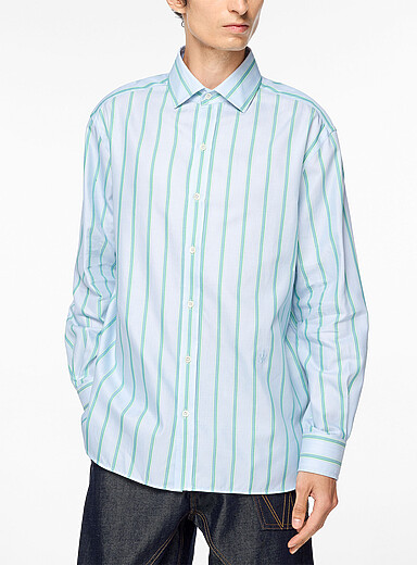 JW Anderson Patterned Blue Loose-fitting vertical stripe shirt for men