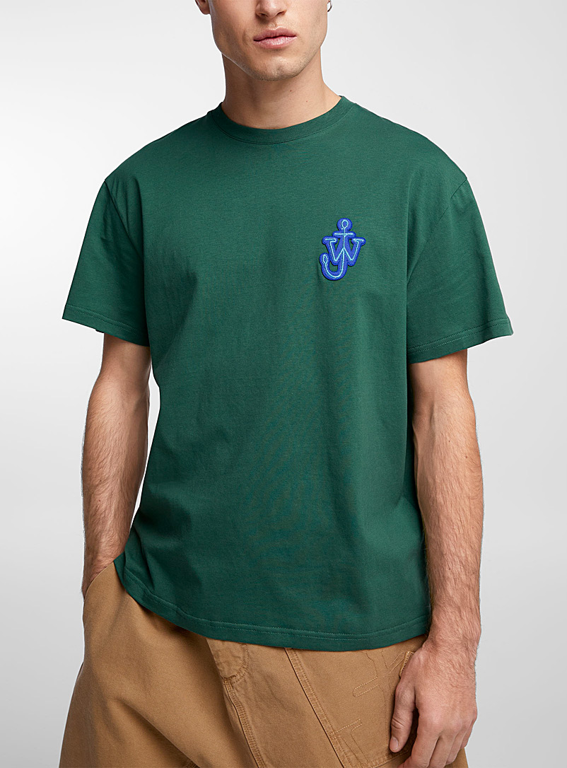 JW Anderson Mossy Green Signature anchor patch T-shirt for men