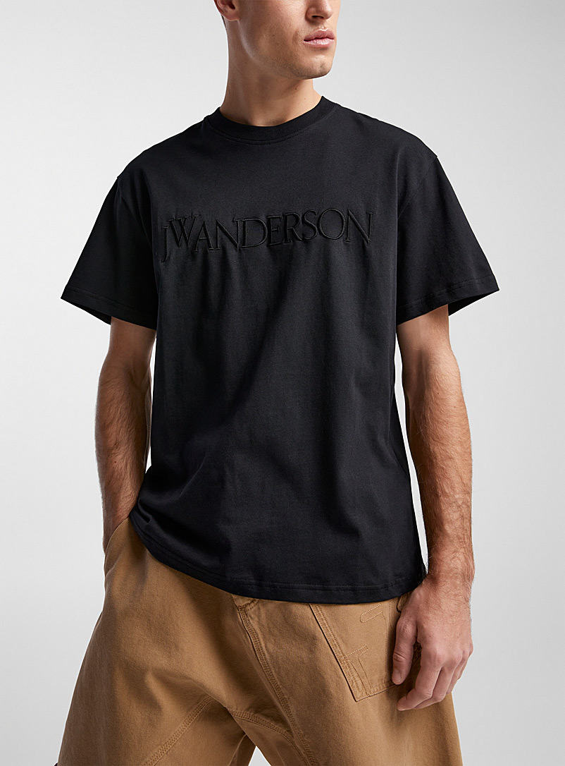 JW Anderson Black Embossed signature T-shirt for men