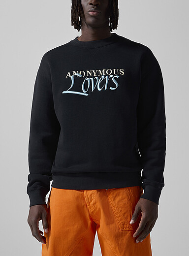 JW Anderson Black Anonymous Lovers embroidered sweatshirt for men