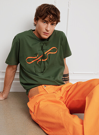 Anchor and ribbon embroidered T-shirt