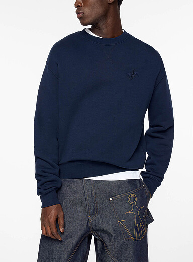 JW Anderson Navy/Midnight Blue Anchor ribbon embroidery sweatshirt for men