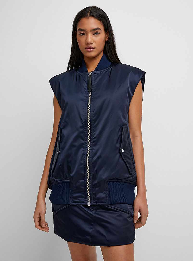 JW Anderson Navy/Midnight Blue Sleeveless bomber jacket for women