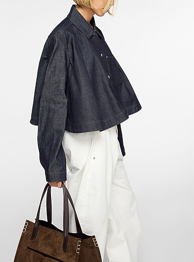 JW Anderson Indigo/Dark Blue Trapezoid indigo denim overshirt for women