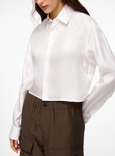 JW Anderson Off White Cropped silk twill shirt for women