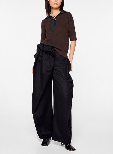JW Anderson Black XL turn-up waist wide-leg pant for women