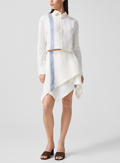 JW Anderson White 100% linen pointed-hem miniskirt for women