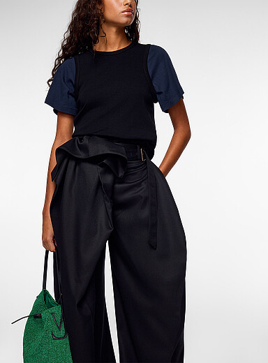 JW Anderson: Le t-shirt effet superpos&eacute; en coton Noir pour femme
