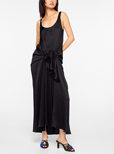 JW Anderson: La robe en soie taille nou&eacute;e Noir pour femme