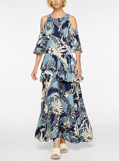JW Anderson Patterned Blue Ruffled floral maxi dress for women