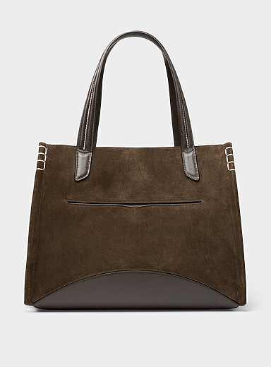 JW Anderson Chocolate/Espresso Loafer suede bucket bag for women