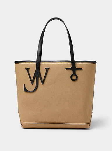 JW Anderson Ivory/Cream Beige Signature anchor canvas tote bag for women