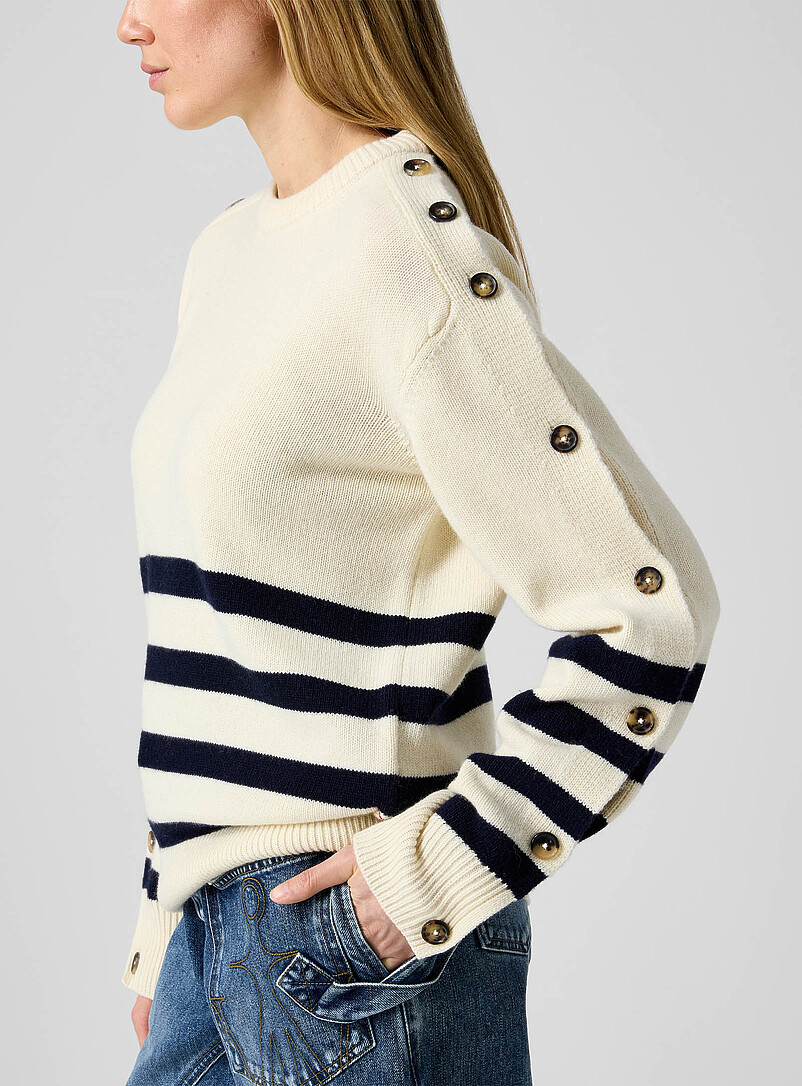 Buttoned sleeves pure wool nautical sweater product image 2