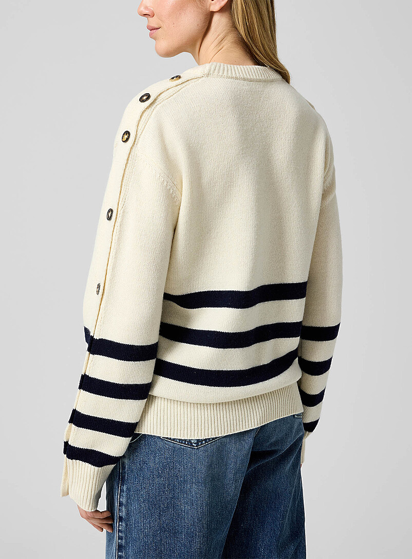Buttoned sleeves pure wool nautical sweater product image 3