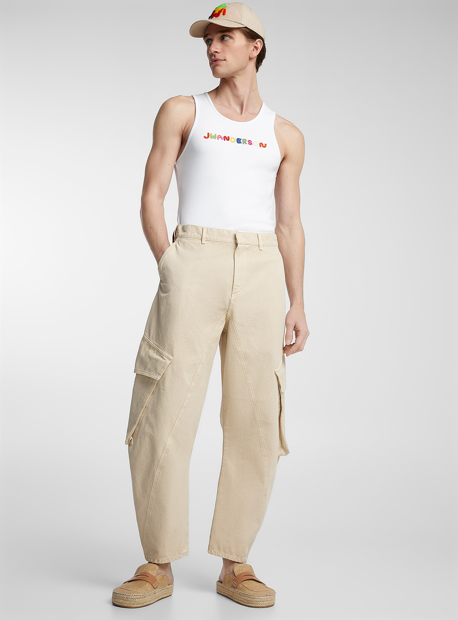 Jw Anderson Twisted Cargo Pant In White