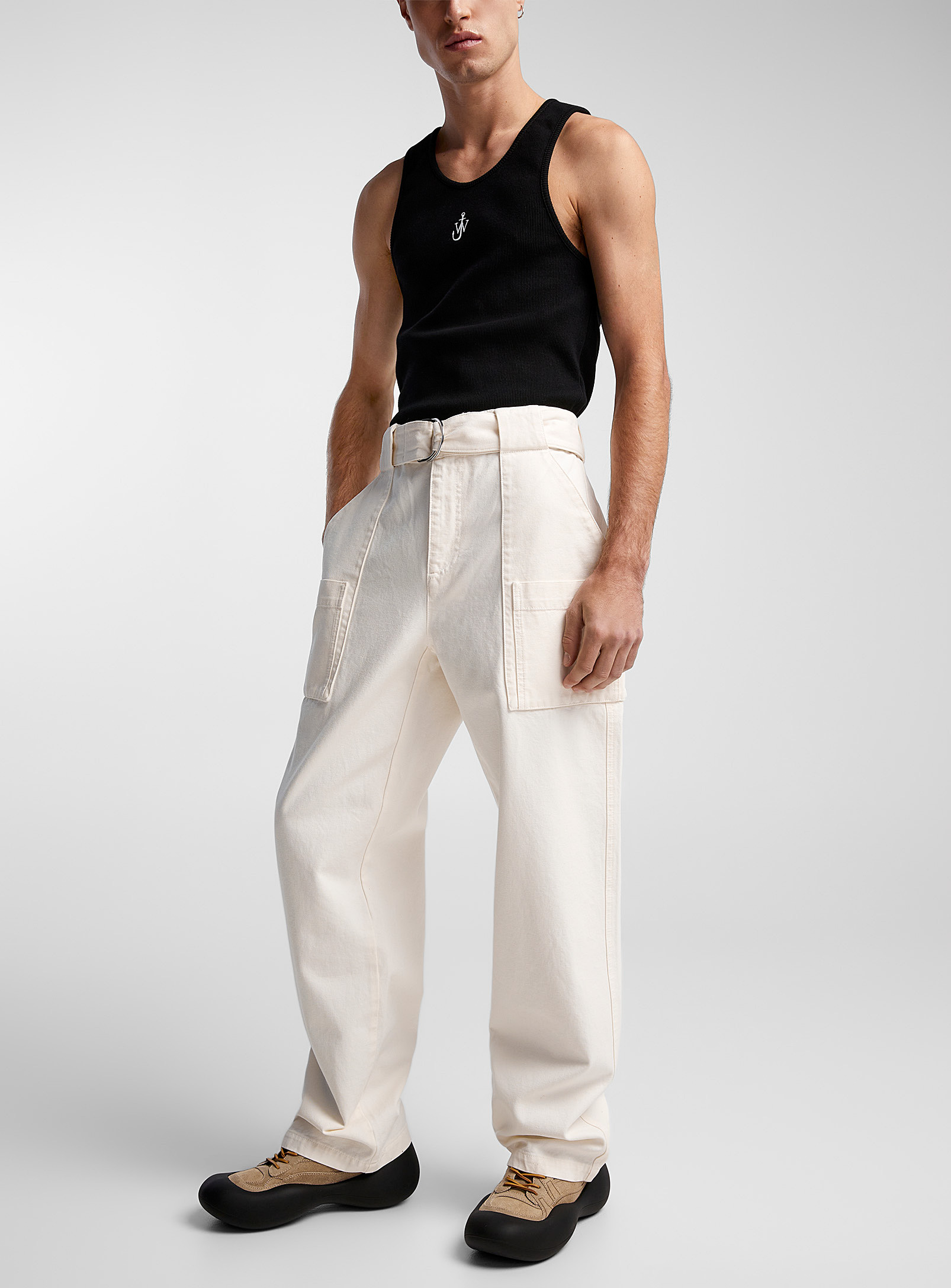 Jw Anderson Vanilla White Cargo Pant In Ivory White