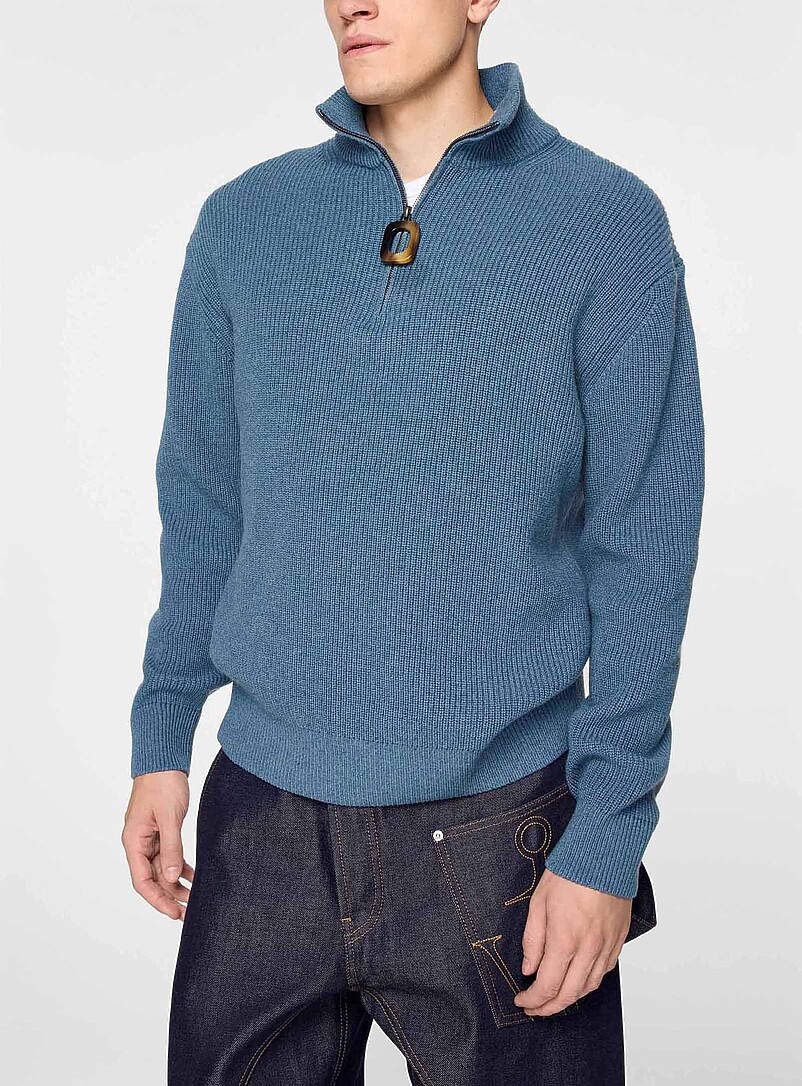 Geometric pull zip-up collar sweater product image 2