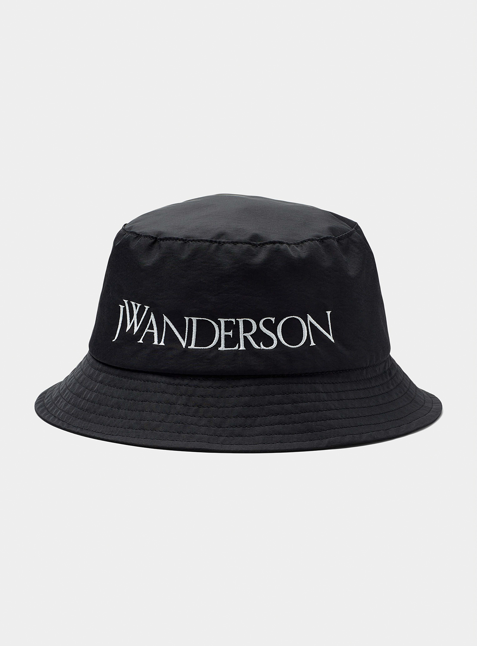 Jw Anderson Embroidered Signature Bucket Hat In Black