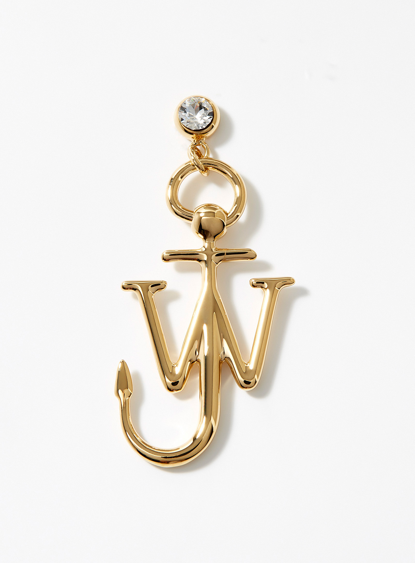 Jw Anderson Crystal Anchor Earring In Golden Yellow