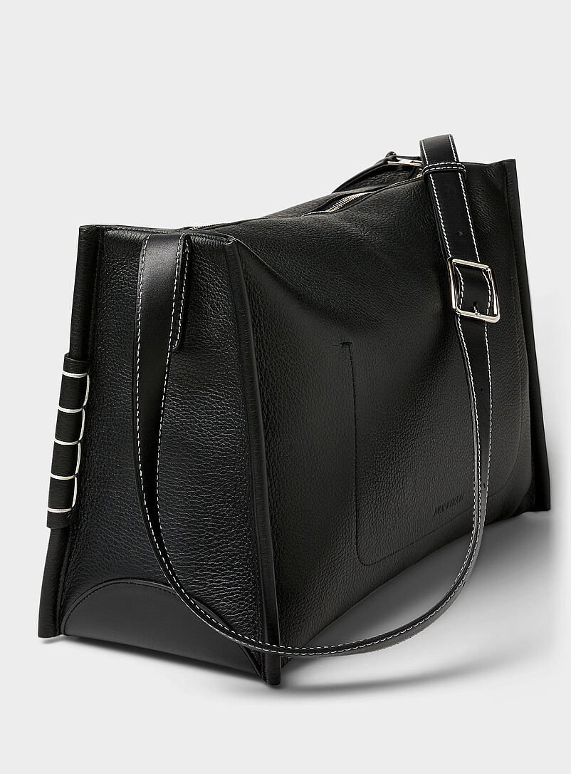 Large loafer grained leather bag product image 2
