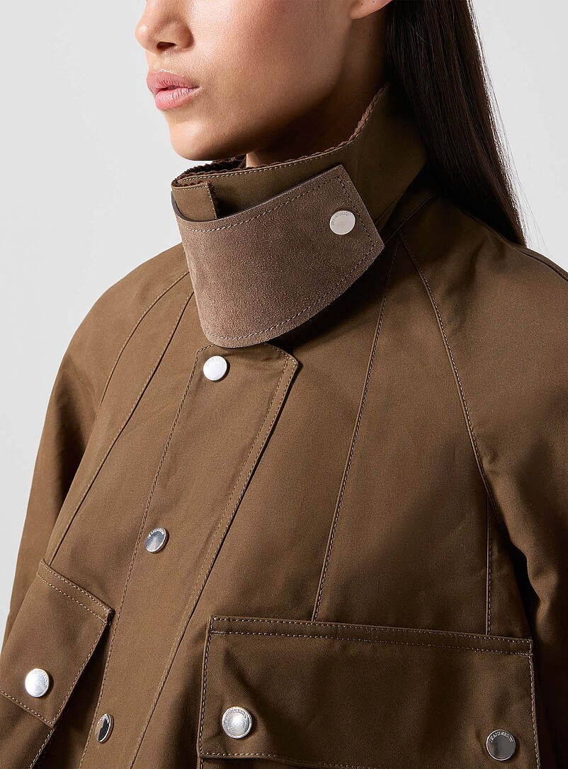 Short, flared, coated-canvas coat product image 2