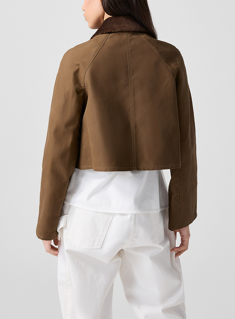 Short, flared, coated-canvas coat product image 3