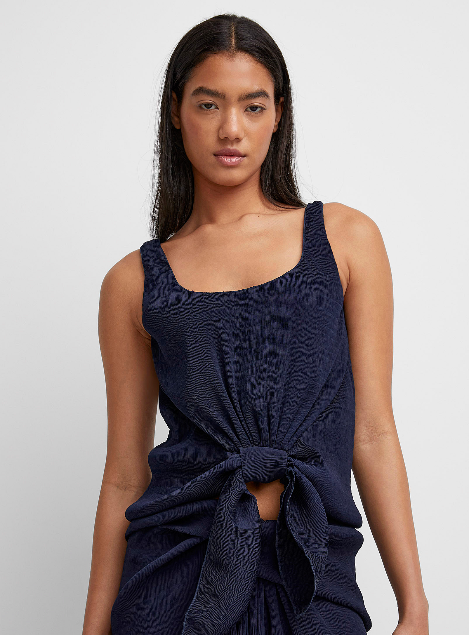 Jw Anderson Knotted Strap Cami In Marine Blue