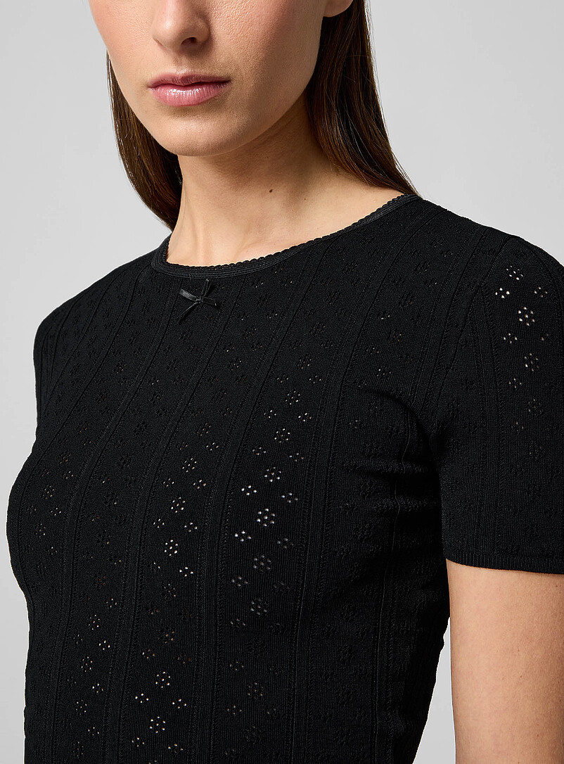 Pointelle knit fitted T-shirt product image 2