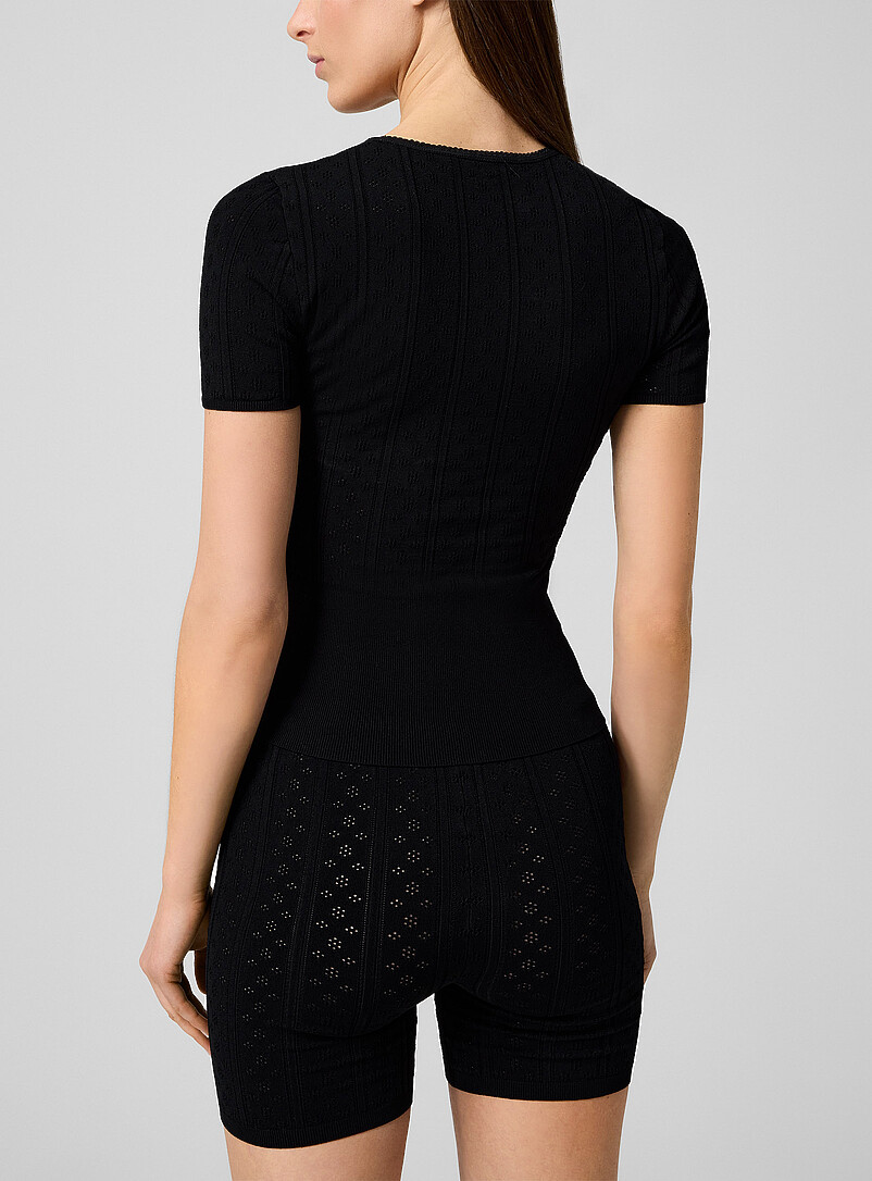 Pointelle knit fitted T-shirt product image 3